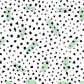 Wild Cheetah confetti dots and strokes boho nursery design black and white mint