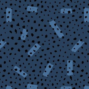 Wild Cheetah confetti dots and strokes boho nursery design black navy blue 