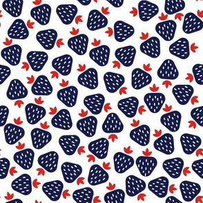  1″x 1″ SUMMER STRAWBERRY NAVY small scale  by art for joy lesja saramakova gajdosikova design