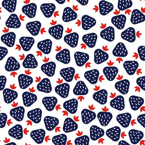 1″x1″ SUMMER STRAWBERRY  NAVY  by art for joy lesja saramakova gajdosikova design