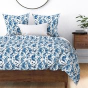 Navy Blue dinosaurs on white - larger scale - rotated