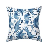 Navy Blue dinosaurs on white - larger scale - rotated
