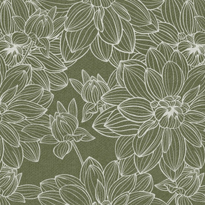 Hand-drawn Floral in Olive