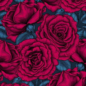 Night roses in red  and blue