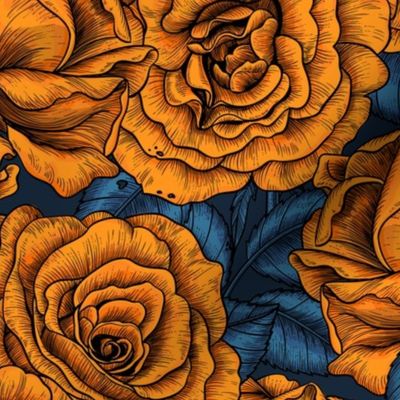 Night roses in orange and blue