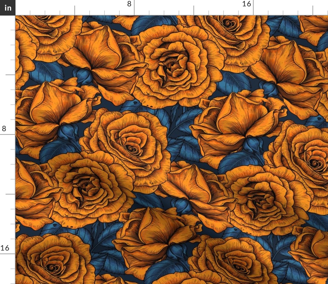 Night roses in orange and blue