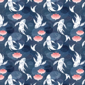 Patchwork koi pond navy blue small