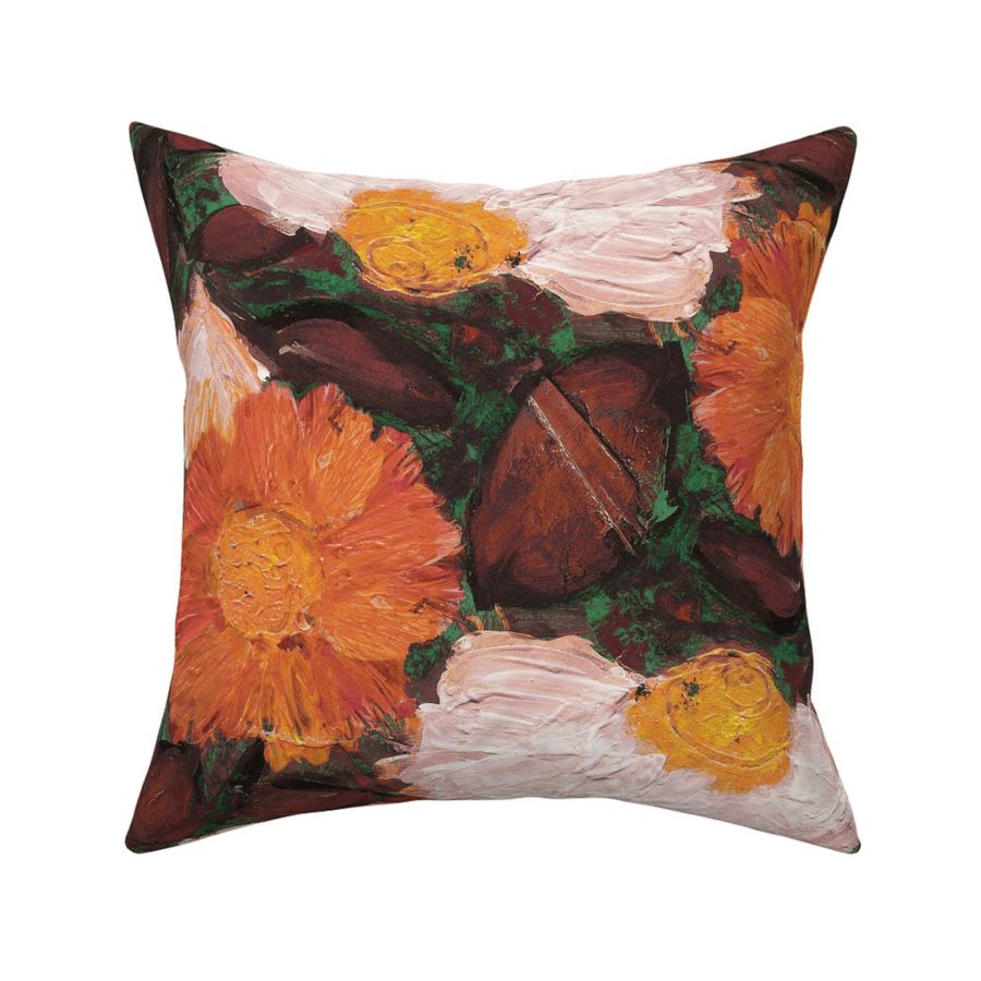 Evening Bloom XL Rust Orange Green Brown