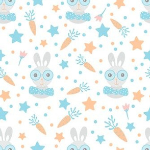 Pastel nursery funny bunnies and carrots