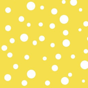 Random White  polka dots on Illuminating Yellow