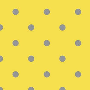 Ultimate Gray polka dots on Illuminating Yellow - large scale