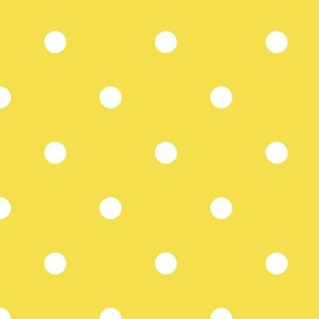 White   polka dots on Illuminating Yellow - large scale