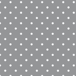 White   polka dots on  Ultimate Gray