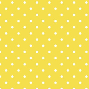 White polka dots on Illuminating Yellow 