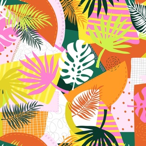 Tropical Leaves Modern Collage - 