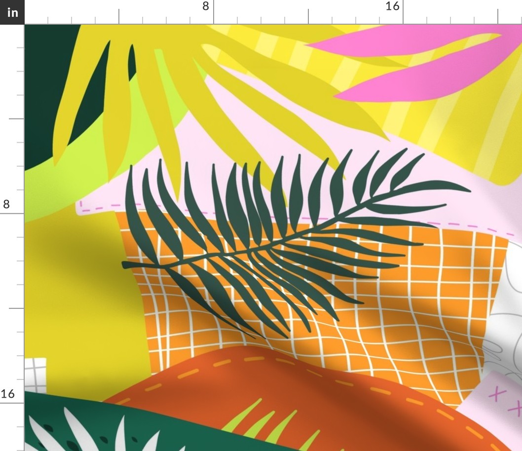 Tropical Leaves Modern Collage - 
