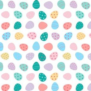 Cartoon Easter eggs on a white background. Cute Easter pattern