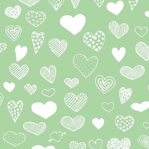 heart doodle mint and white