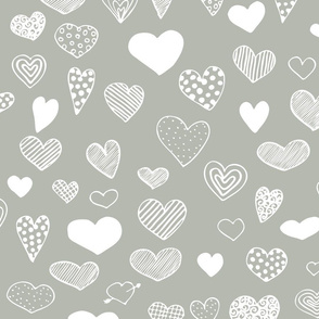 heart doodle grey and white