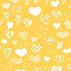 heart doodle yellow and white