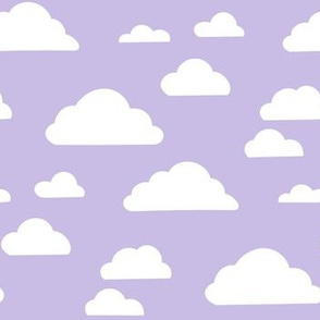 Clouds fabric - baby nursery fabric - clouds wallpaper, baby girl nursery, baby boy nursery, trendy nursery wallpaper - Purple