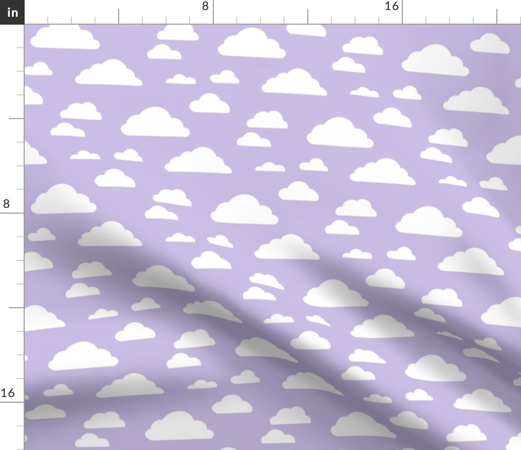 Clouds fabric - baby nursery fabric - clouds wallpaper, baby girl nursery, baby boy nursery, trendy nursery wallpaper - Purple