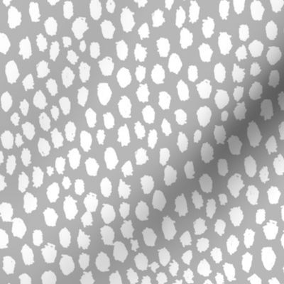 Grey and white painted dots fabric