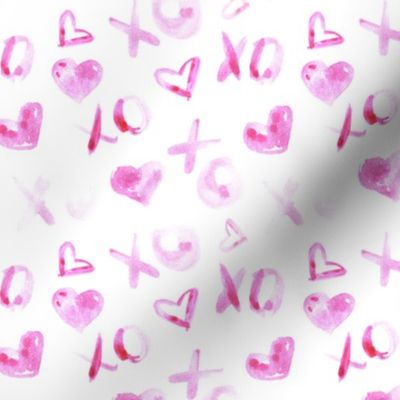 love pattern watercolor XO and hearts for saint valentines a112-1