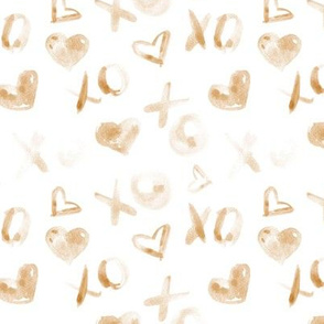 Earthy boho love pattern watercolor XO and hearts for saint valentines a112-3