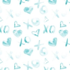 Emerald love pattern watercolor XO and hearts for saint valentines a112-4