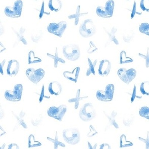 love pattern in blue - watercolor XO and hearts for saint valentines a112-5