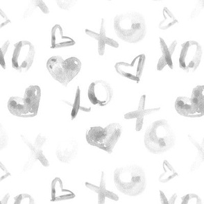 Noir love pattern watercolor XO and hearts for saint valentines a112-7