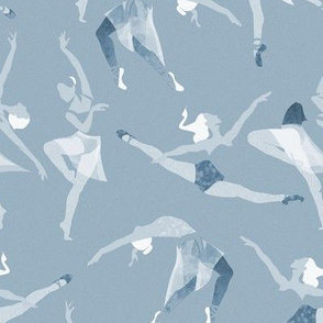 Small scale // Suspended Rhythm // monochromatic blue ballet dancers