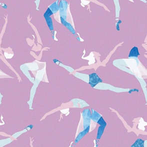 Normal scale // Suspended Rhythm // purple lilac background blue and white ballet dancers