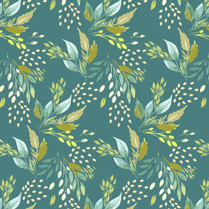 English Garden Leaves Teal