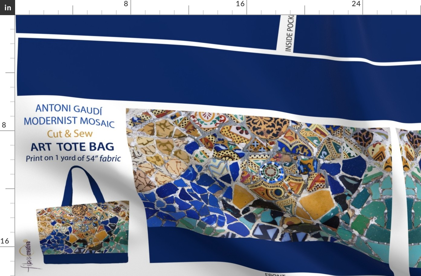 Gaudi Mosaic Tote bag Cut and Sew 1 yard panel