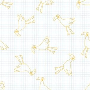 Cute scribble bird kids doodle background.