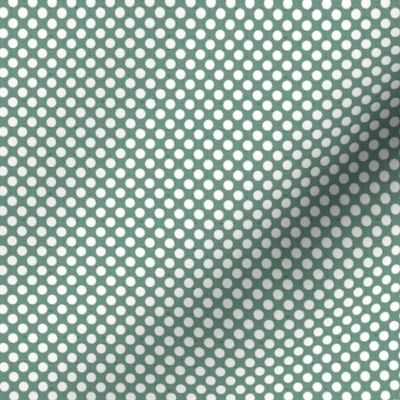 polka dots white on green small