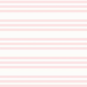 Bandy Stripe: Pastel Pink & White Horizontal Stripe, Millennial Pink Triple Stripe