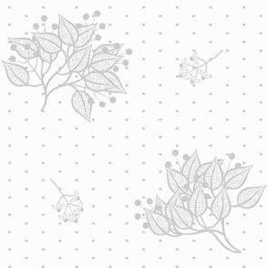 Bancroft Botanical: Light Gray & White Floral, Wild Berries