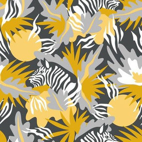 Zebra pattern in grey and yellow