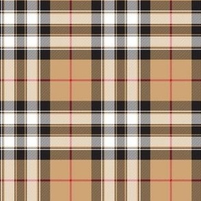 Plaid Tan Black White Red Plaid Check Pattern, Plaid Tartan Scottish Kilt