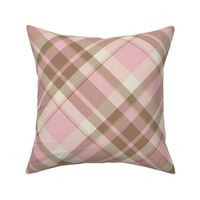 Plaid Pink and Tan Brown Tartan Plaid Check Pattern, Plaid Tartan Scottish Kilt