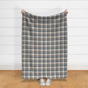 Plaid, Light Blue Tan Tartan  Plaid Check Pattern Off White