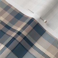 Plaid, Light Blue Tan Tartan  Plaid Check Pattern Off White