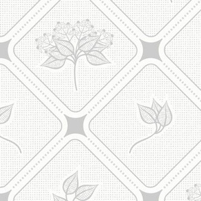 Glenbriar Square: Soft Gray Botanical, Gray & White Floral Patch