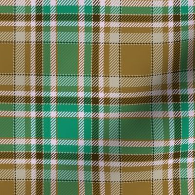 Saint Patricks Day Plaid Green Brown Tan Tartan  Plaid Check Pattern, Green Brown Tartan Scottish Kilt