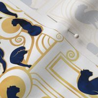 Tiny scale // Deco Gatsby Panthers // white navy and gold