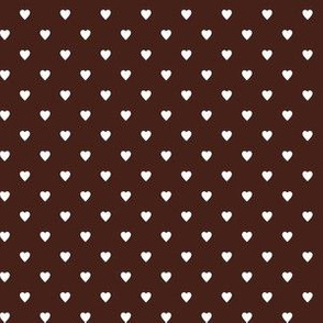 Small White Hearts on Brown