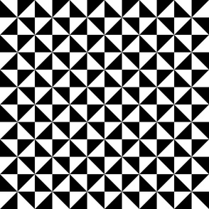 Three Inch Black and White Pinwheel Triangles